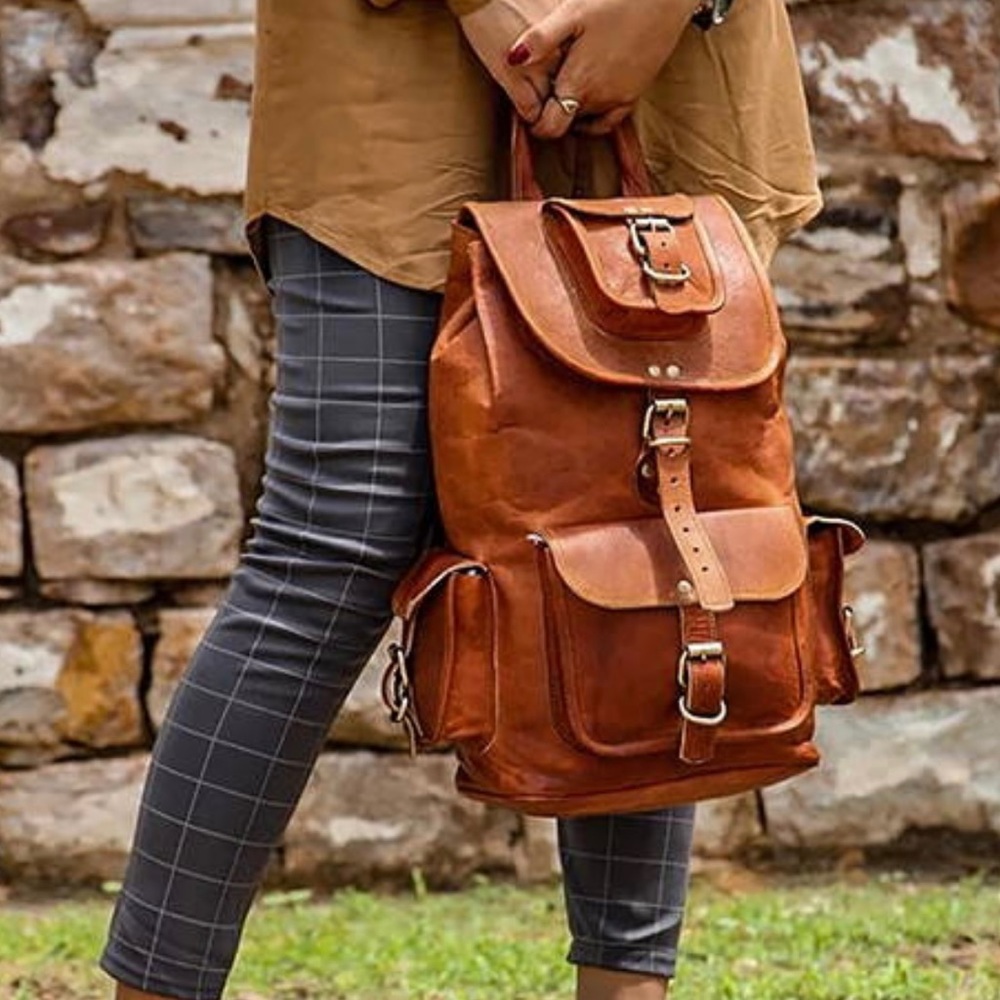 Vintage Leather Backpack brown “NEW